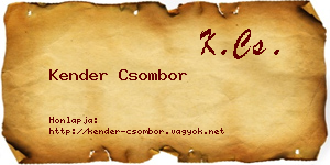 Kender Csombor névjegykártya
